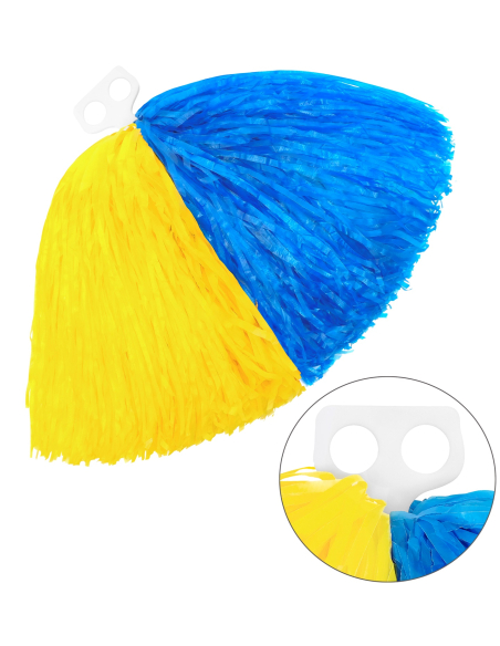 Paire de Pom poms de majorette jaune et bleu