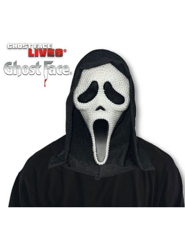 Masque Ghost Face® Incrusté de Perles Blanches : Une Élégance Terrifiante