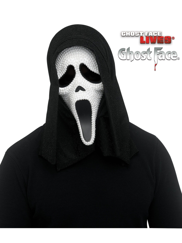 Masque Ghost Face® Incrusté de Perles Blanches : Une Élégance Terrifiante