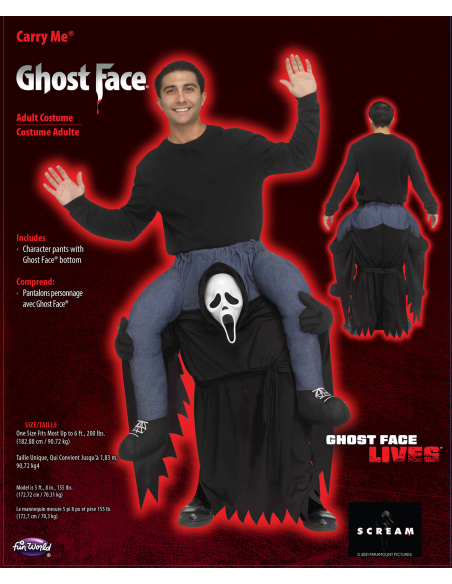 Costume pour adulte Carry Me® Ghost Face pour les Fans de Scream