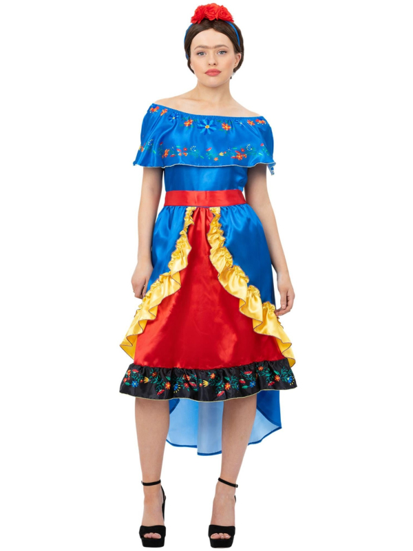 Déguisement Frida Kahlo Femme : Robe Colorée et Coiffe Élégante