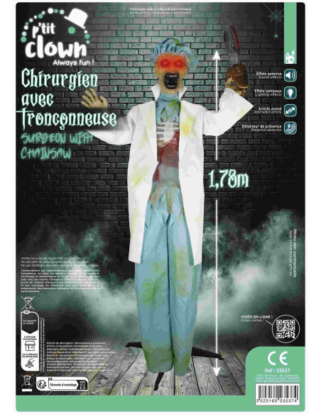 Automate Halloween de Chirurgien avec tronçonneuse - 178cm