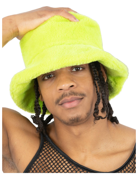 Chapeau Bob vert fluo en fourrure ! Soirées décalées, Carnavals et Festivals