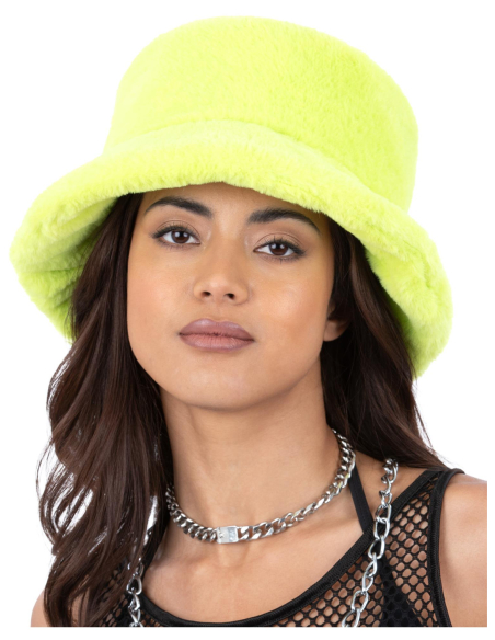 Chapeau Bob vert fluo en fourrure ! Soirées décalées, Carnavals et Festivals