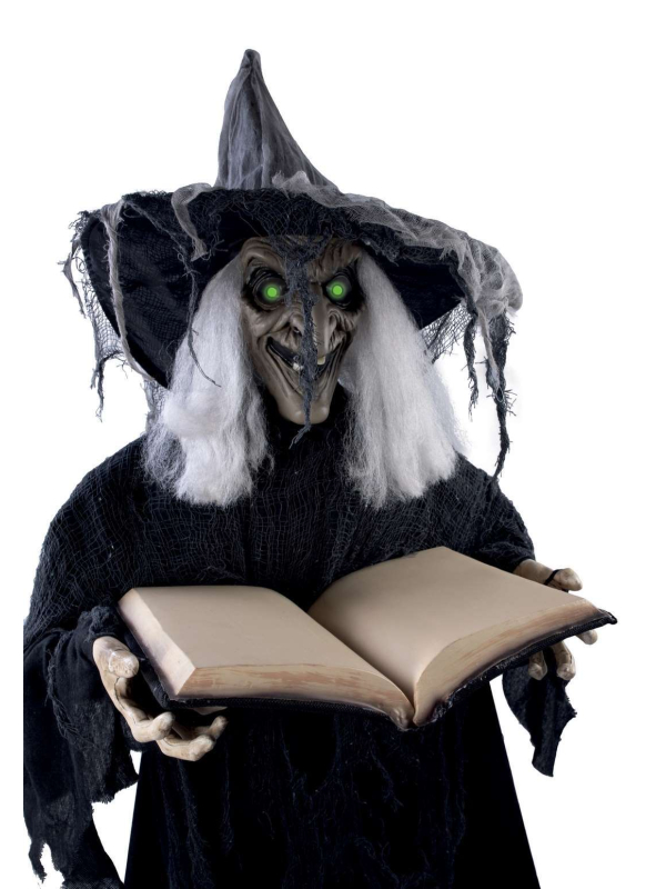 Automate Sorcière Halloween Géante 1.90m avec Grimoire - Effet Frisson Garanti !