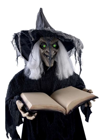 Automate Sorcière Halloween Géante 1.90m avec Grimoire - Effet Frisson Garanti !