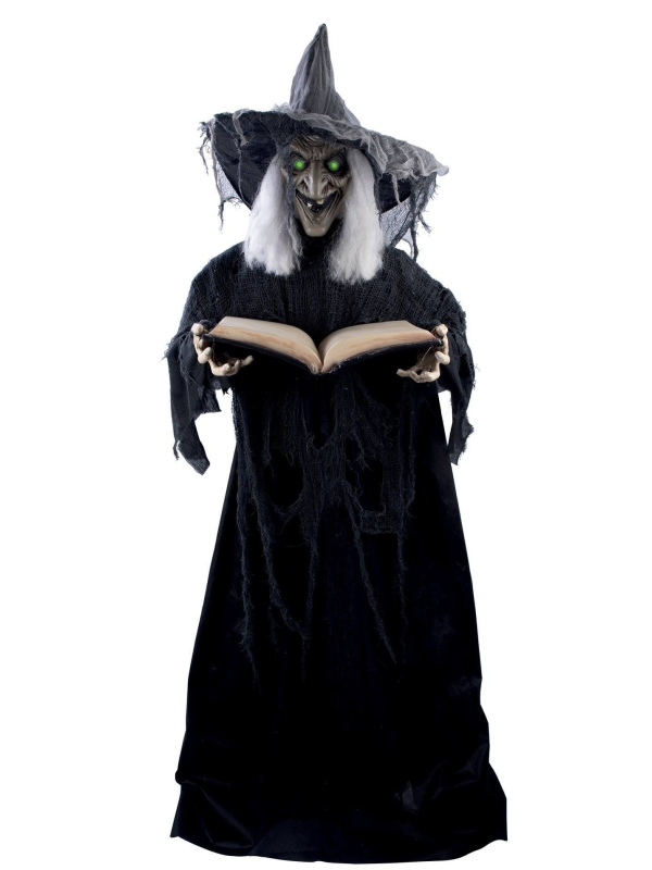 Automate Sorcière Halloween Géante 1.90m avec Grimoire - Effet Frisson Garanti !
