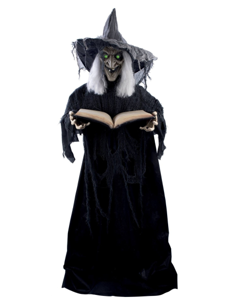 Automate Sorcière Halloween Géante 1.90m avec Grimoire - Effet Frisson Garanti !