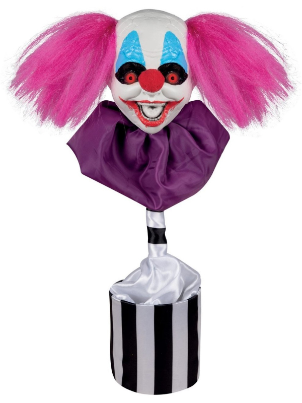 Décoration Halloween : Tête de Clown Animée de 45 cm