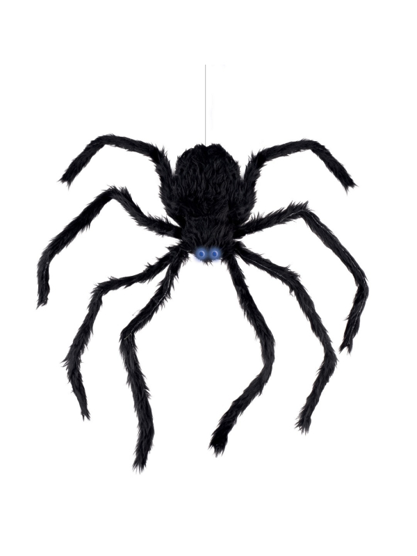 Araignée Velue Noire  80 cm Grimpante, Animée - Décoration effrayante Halloween