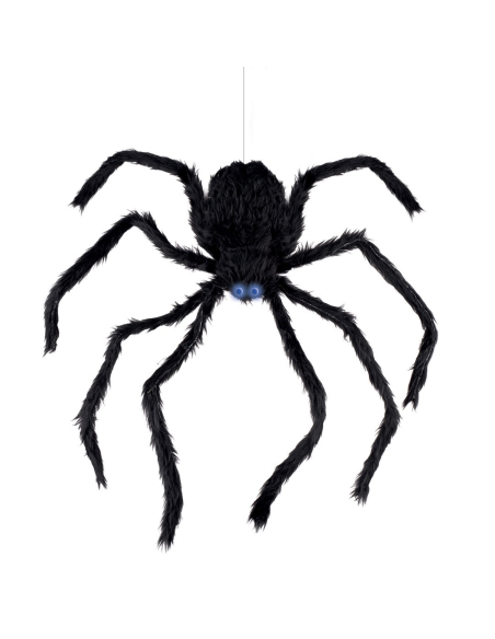 Araignée Velue Noire  80 cm Grimpante, Animée - Décoration effrayante Halloween