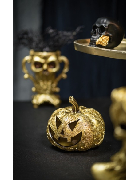 Déco Halloween Luxe : Citrouille Baroque Dorée Originale