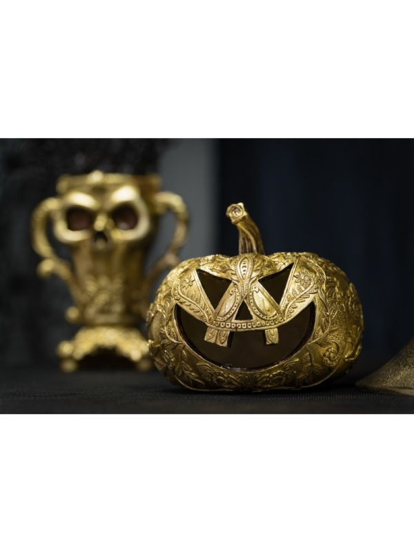 Déco Halloween Luxe : Citrouille Baroque Dorée Originale