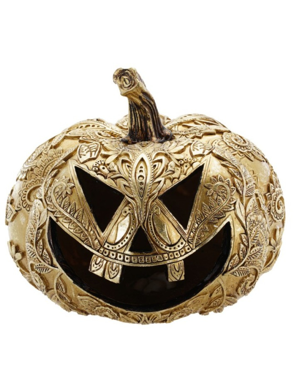 Déco Halloween Luxe : Citrouille Baroque Dorée Originale