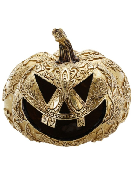 Déco Halloween Luxe : Citrouille Baroque Dorée Originale