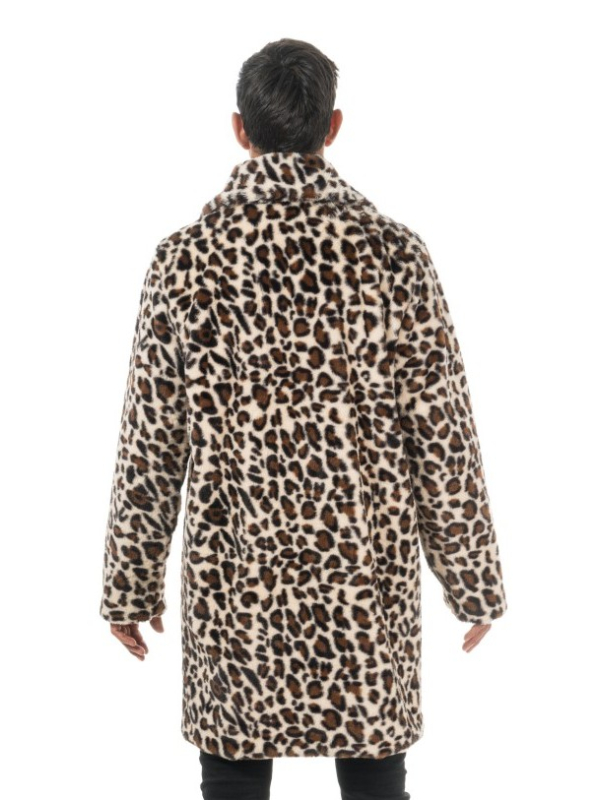 Domptez Dunkerque: Manteau Léopard Homme XXL en Fausse Fourrure