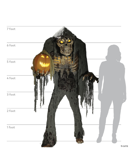 Prowling Jack – Automate Halloween Géant 2,15 m Squelette & Citrouille Animée