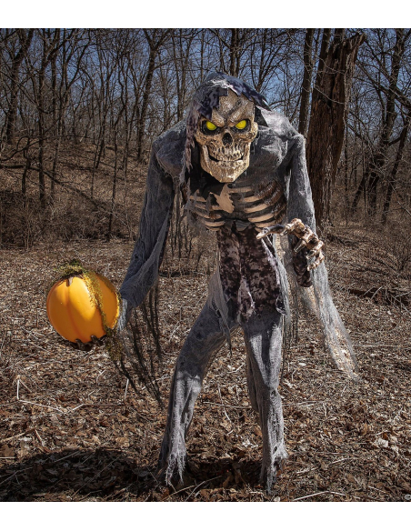 Prowling Jack – Automate Halloween Géant 2,15 m Squelette & Citrouille Animée