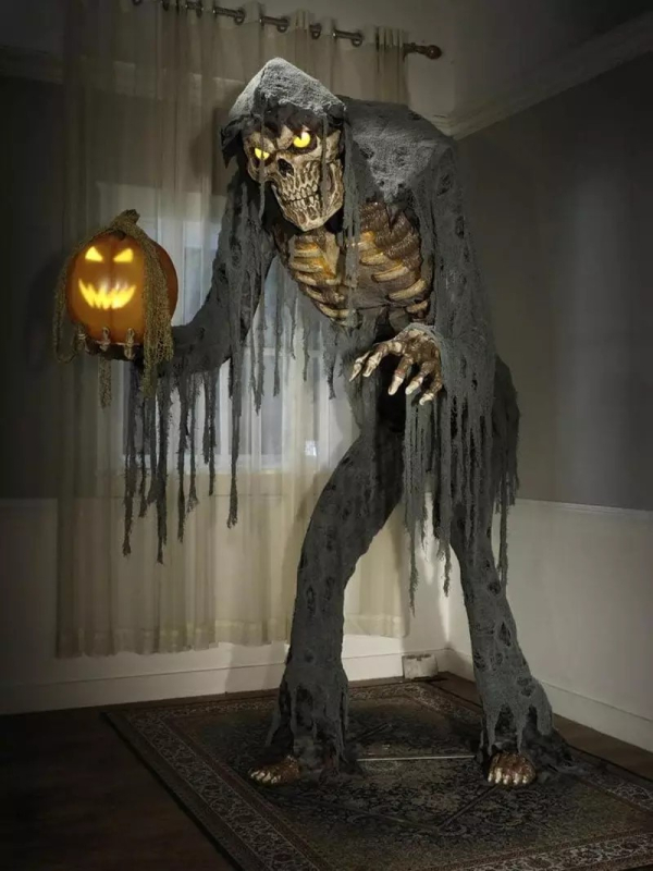 Prowling Jack – Automate Halloween Géant 2,15 m Squelette & Citrouille Animée