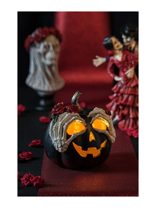 Citrouille Noire Gothique et Élégante pour Halloween à Led