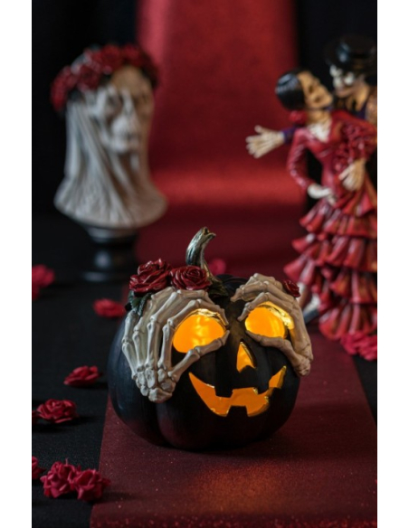 Citrouille Noire Gothique et Élégante pour Halloween à Led