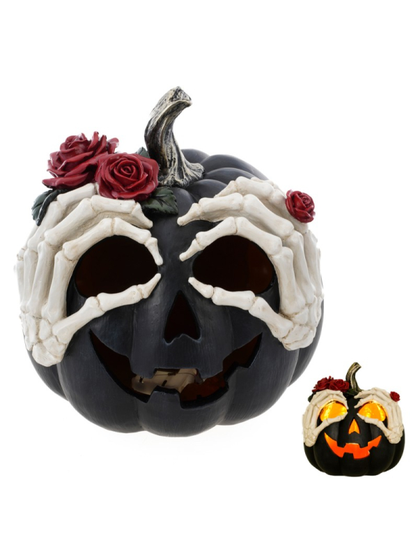 Citrouille Noire Gothique et Élégante pour Halloween à Led