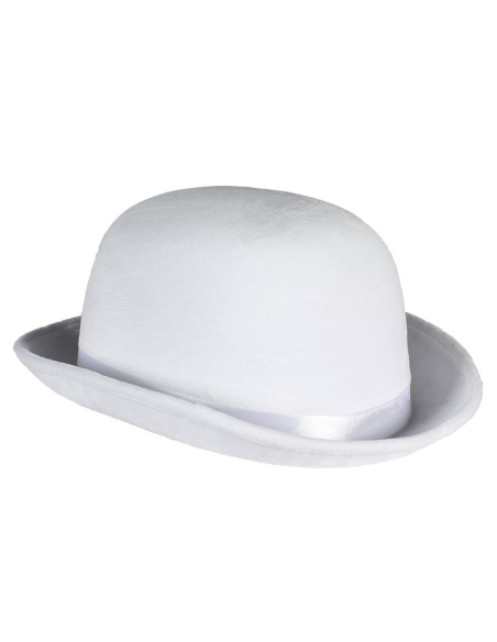 Chapeau Melon Blanc en Feutre Haute Qualité pour Adulte