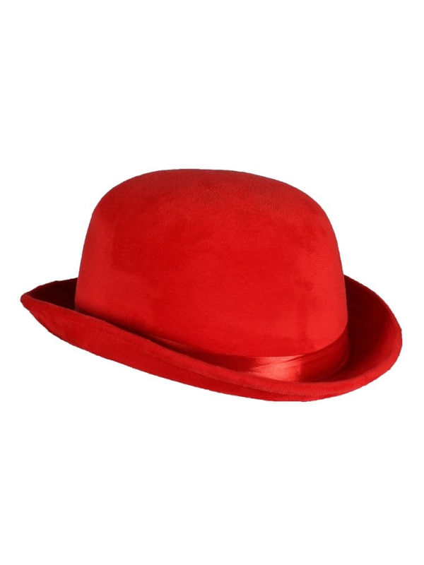 Chapeau Melon Rouge Adulte Haute Qualité - 2 tailles