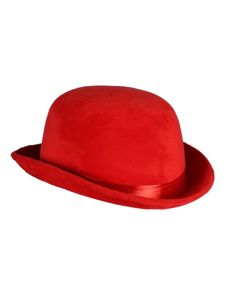 Chapeau Melon Rouge Adulte Haute Qualité - 2 tailles