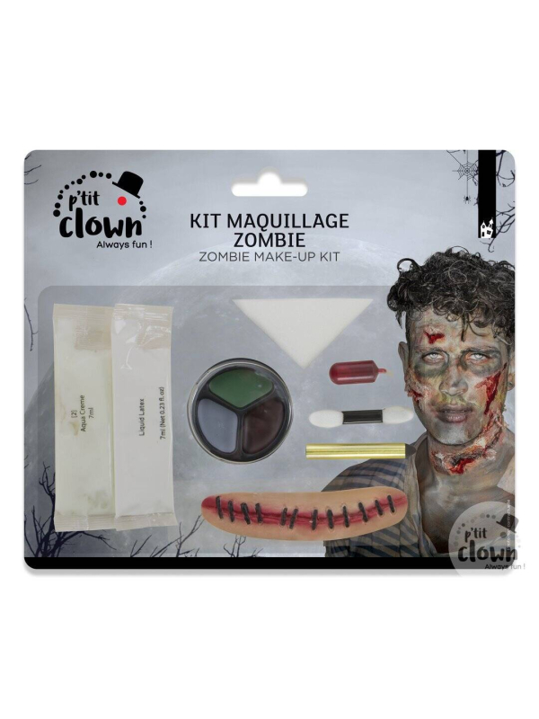 Kit Maquillage complet de Zombie avec blessure