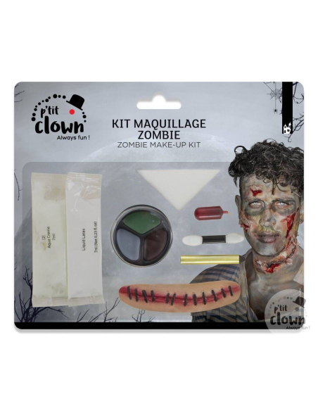 Kit Maquillage complet de Zombie avec blessure