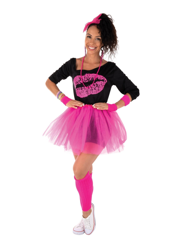 Déguisement Années 80 Femme Rose Fluo - Le Look Rétro Complet !