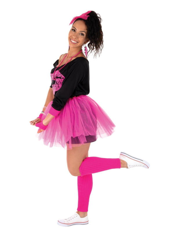 Déguisement Années 80 Femme Rose Fluo - Le Look Rétro Complet !