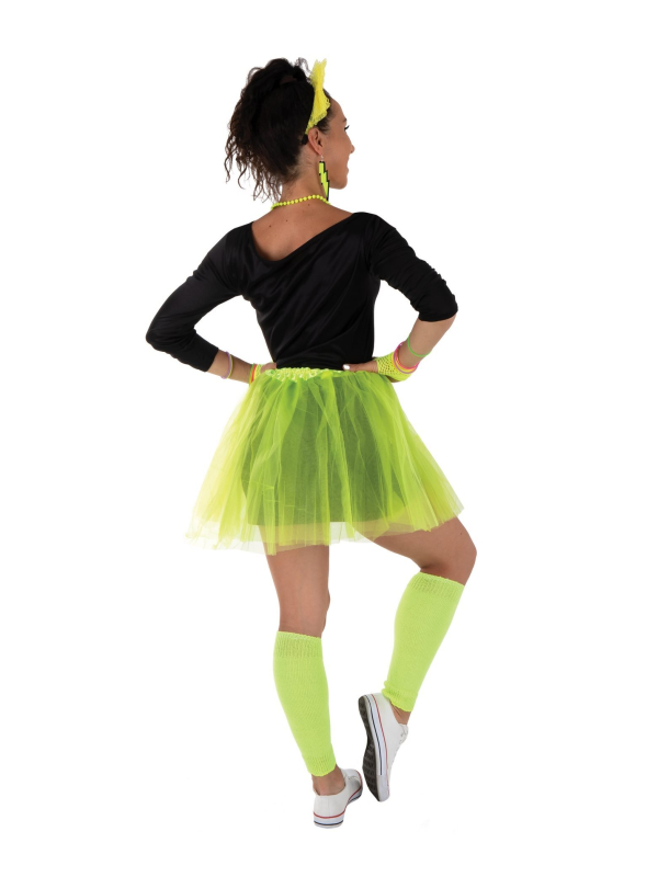 Déguisement Années 80 Femme Jaune Fluo avec Accessoires