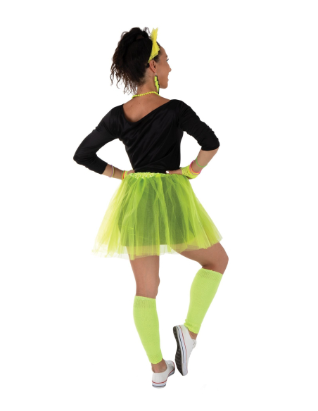 Déguisement Années 80 Femme Jaune Fluo avec Accessoires