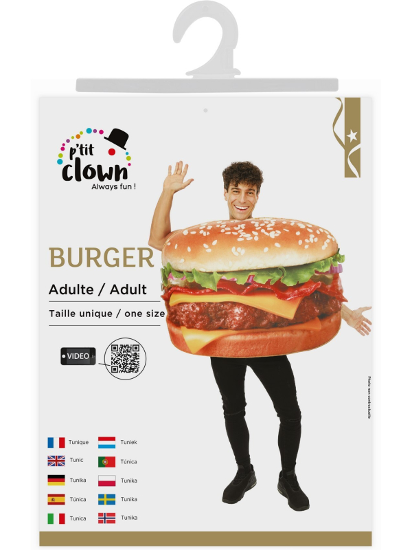 Déguisement de Burger pour Adulte : Le roi du Fast-Food