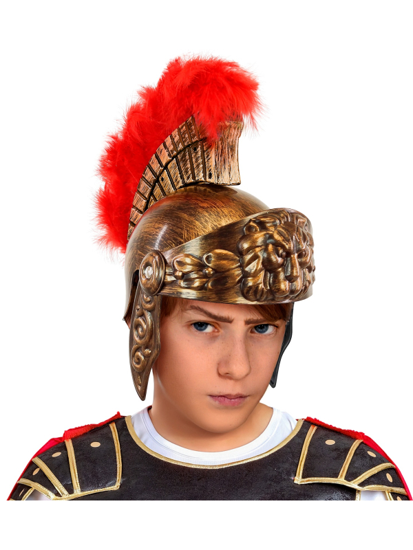 Casque de Gladiateur Romain pour Enfant avec Crête Rouge