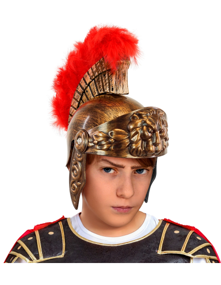 Casque de Gladiateur Romain pour Enfant avec Crête Rouge