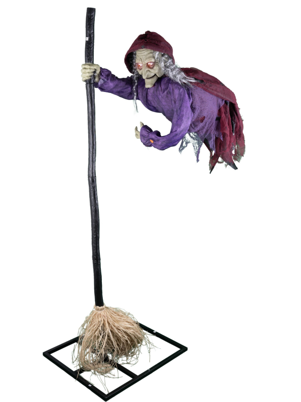 Automate Halloween de Sorcière Volant sur son balai 195 cm