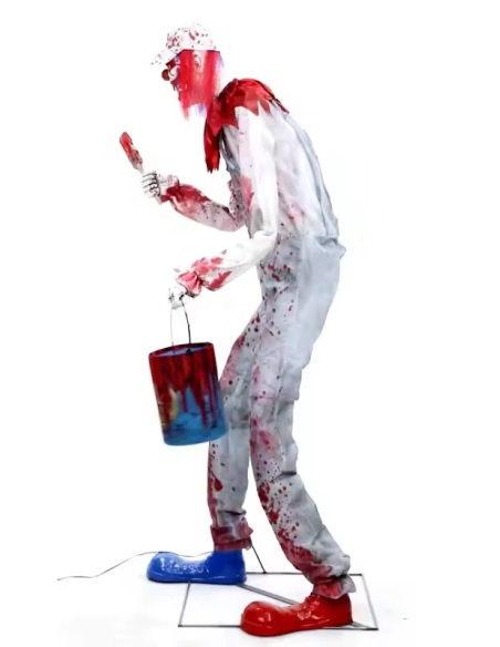 Automate Halloween Arty, le Clown 213 cm qui peint avec du sang