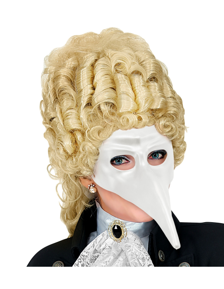 Masque Vénitien au Long Nez Blanc à Peindre - L'Art de la Création