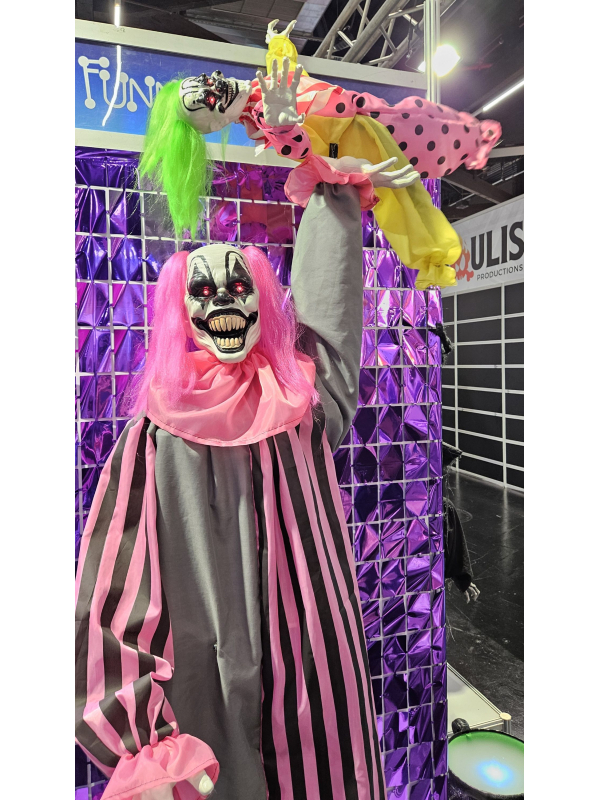 Automate Halloween 210 cm – Clown Terrifiant avec Fillette Animée