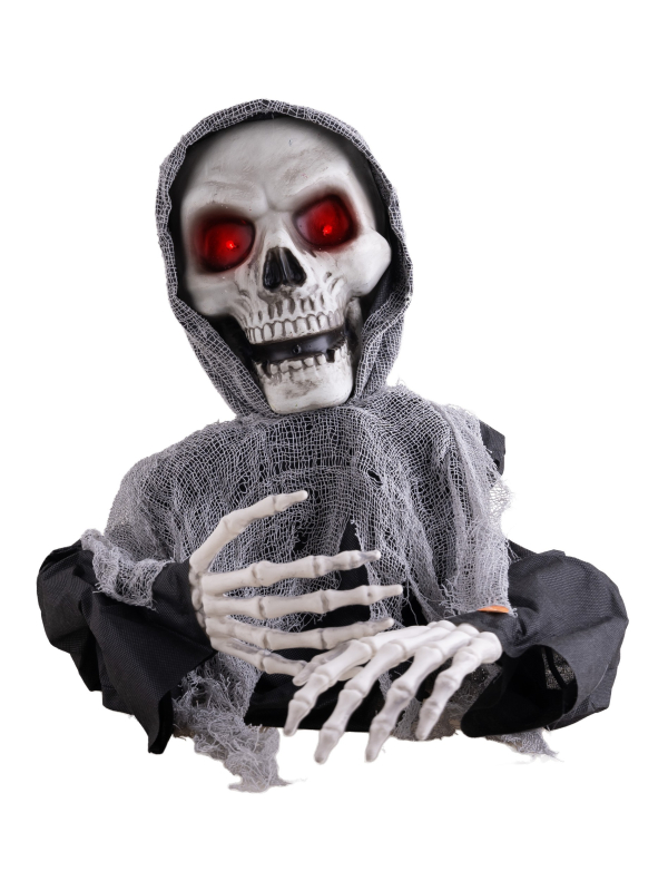 Automate Halloween Faucheuse Animée 60 - Décoration Terrifiante avec Yeux Rouges