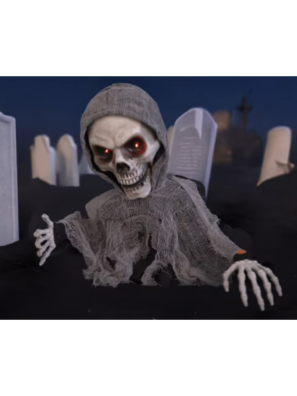 Automate Halloween Faucheuse Animée 60 - Décoration Terrifiante avec Yeux Rouges