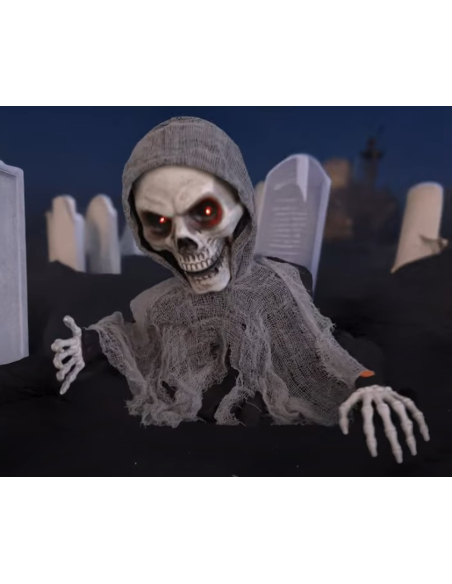 Automate Halloween Faucheuse Animée 60 - Décoration Terrifiante avec Yeux Rouges