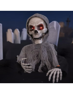 Automate Halloween Faucheuse Animée 60 - Décoration Terrifiante avec Yeux Rouges