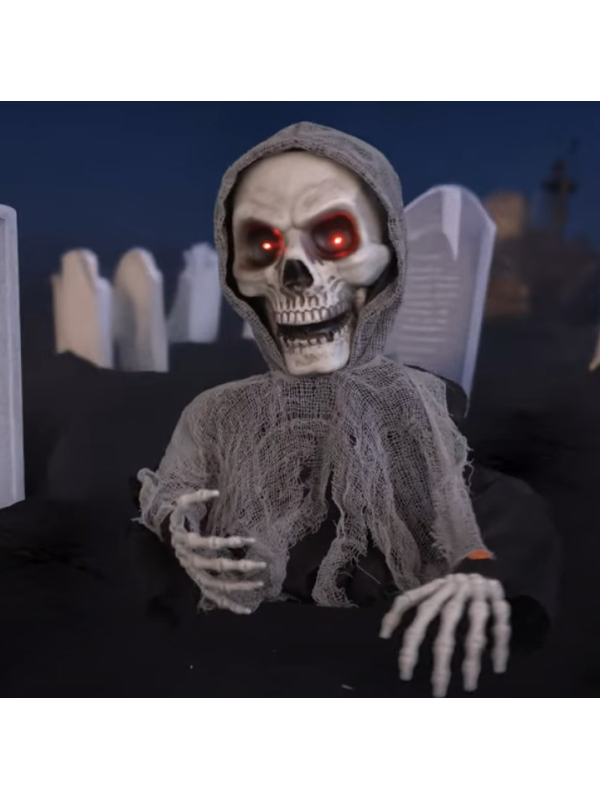 Automate Halloween Faucheuse Animée 60 - Décoration Terrifiante avec Yeux Rouges