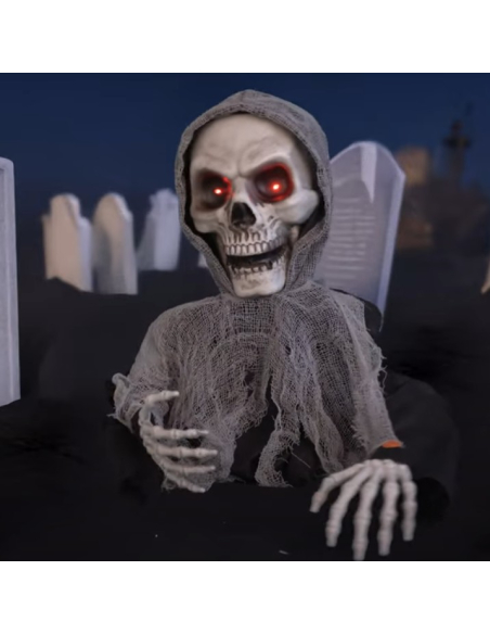 Automate Halloween Faucheuse Animée 60 - Décoration Terrifiante avec Yeux Rouges