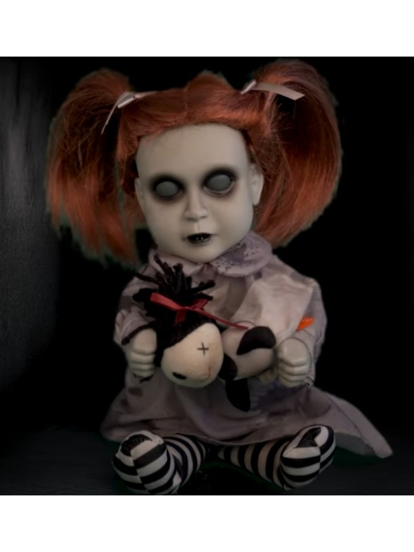 Automate Halloween fillette fantôme 26 cm arrachant la tête de sa peluche