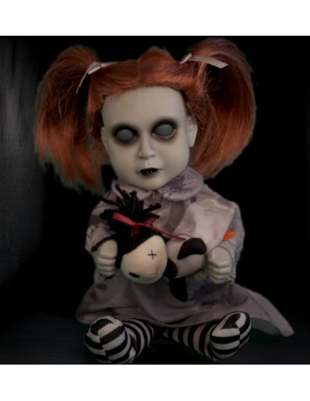 Automate Halloween fillette fantôme 26 cm arrachant la tête de sa peluche